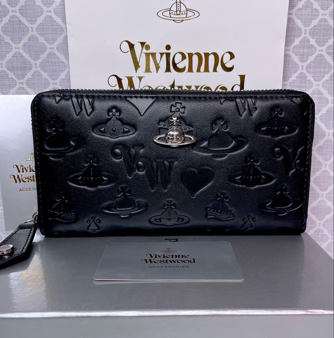 【内側に素敵な柄✩】Vivienne Westwood 長財布 マット 黒