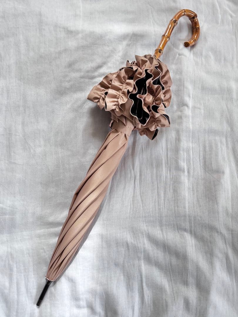 長傘　Mサイズ　フリル　ピンク【サンバリア100】