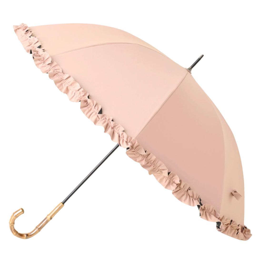長傘　Mサイズ　フリル　ピンク【サンバリア100】