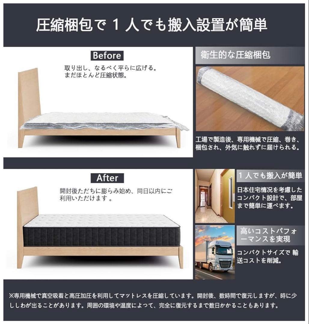 Vesgantti マットレス シングル ポケットコイル 硬め 厚さ20cm