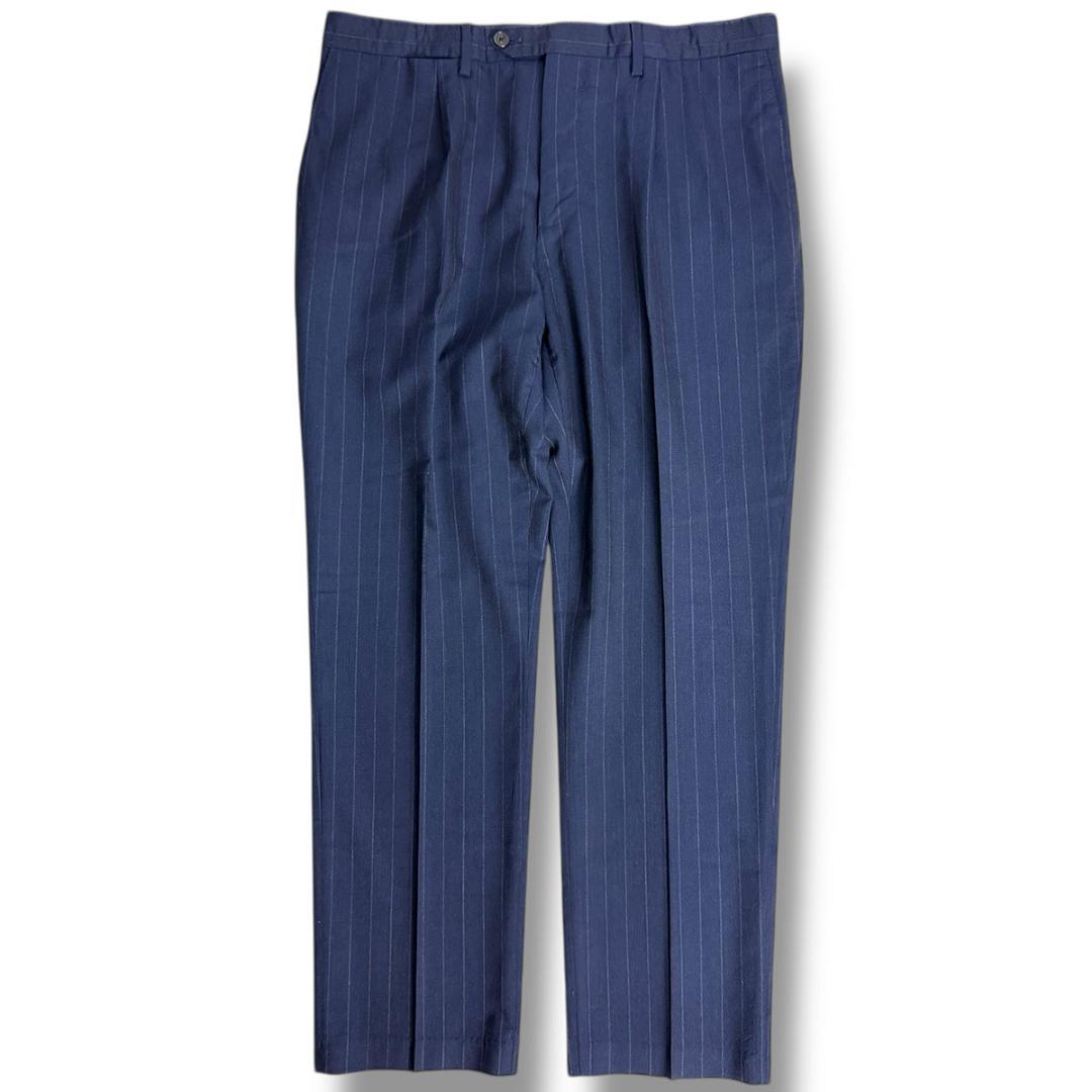 J5131 美品 ラルディーニ チョークストライプトラベルセットアップ 紺 52