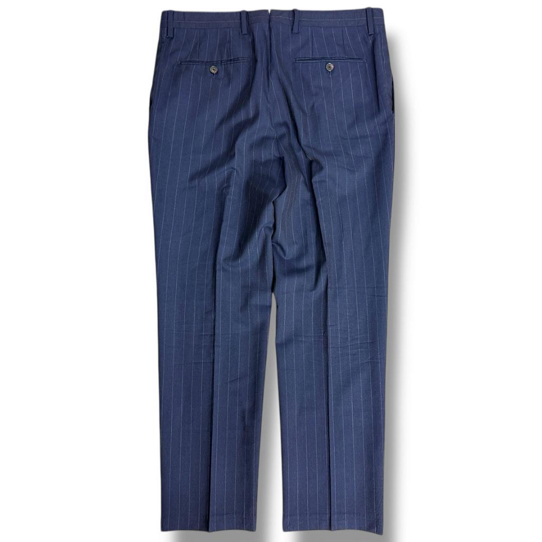 J5131 美品 ラルディーニ チョークストライプトラベルセットアップ 紺 52