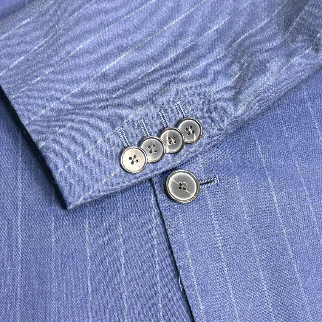 J5131 美品 ラルディーニ チョークストライプトラベルセットアップ 紺 52