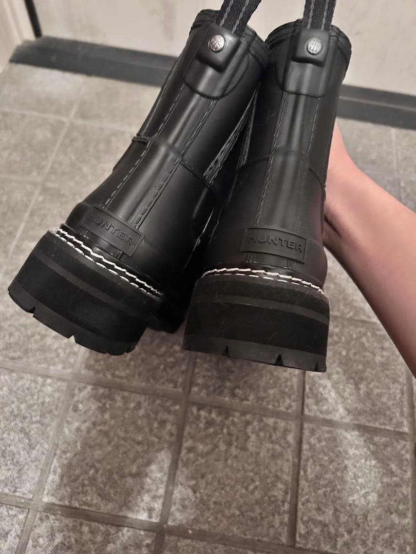 ハンター　レインブーツ チェルシー プラットフォーム 24cm 黒