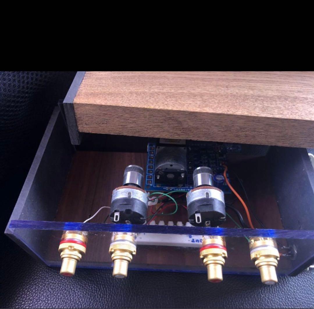 【自作passive attenuator】remote 付き 銘木天板組込⑤