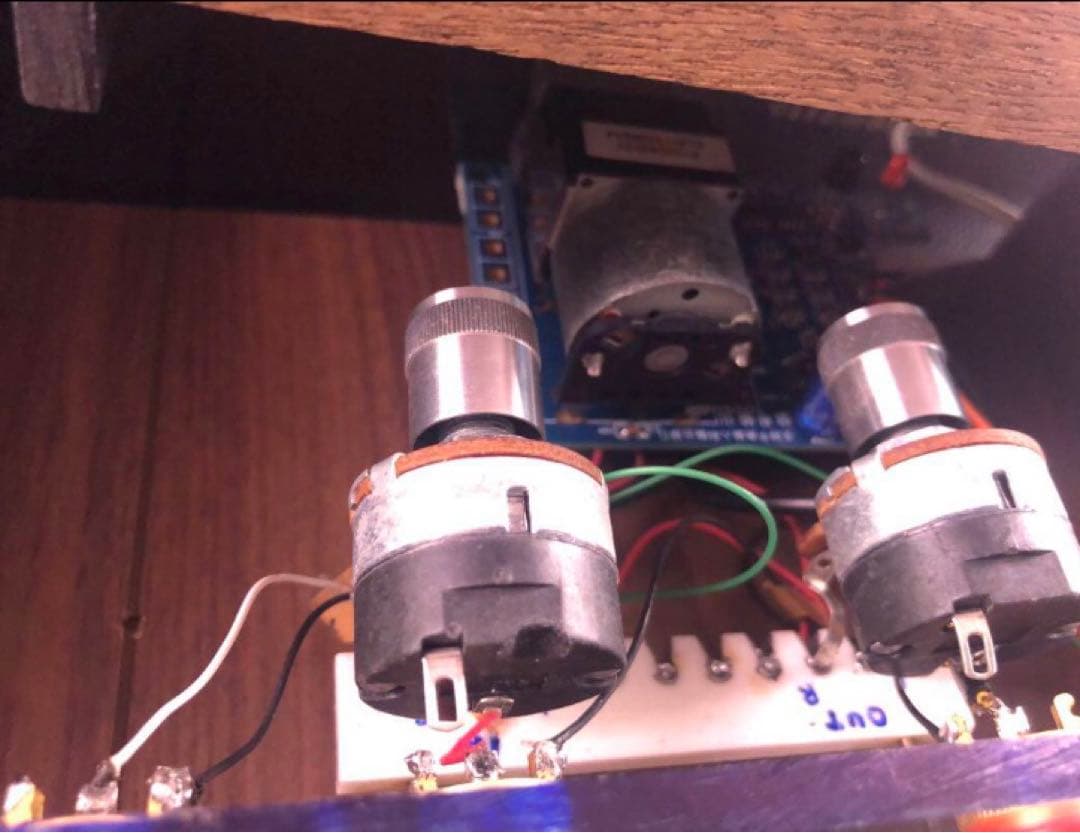 【自作passive attenuator】remote 付き 銘木天板組込⑤