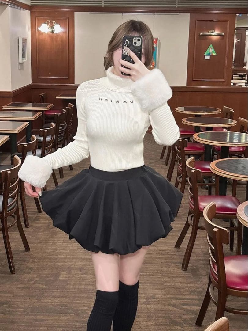 Darich ダーリッチ ボリュームバルーンミニスカート ブラック 黒 FREE