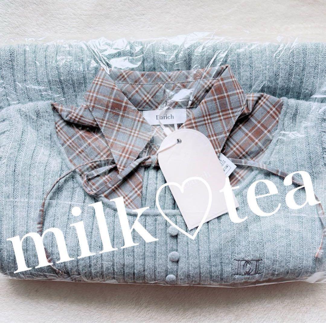 新品タグ付 ダーリッチ グレー レイヤードライクニットミニワンピース フリー