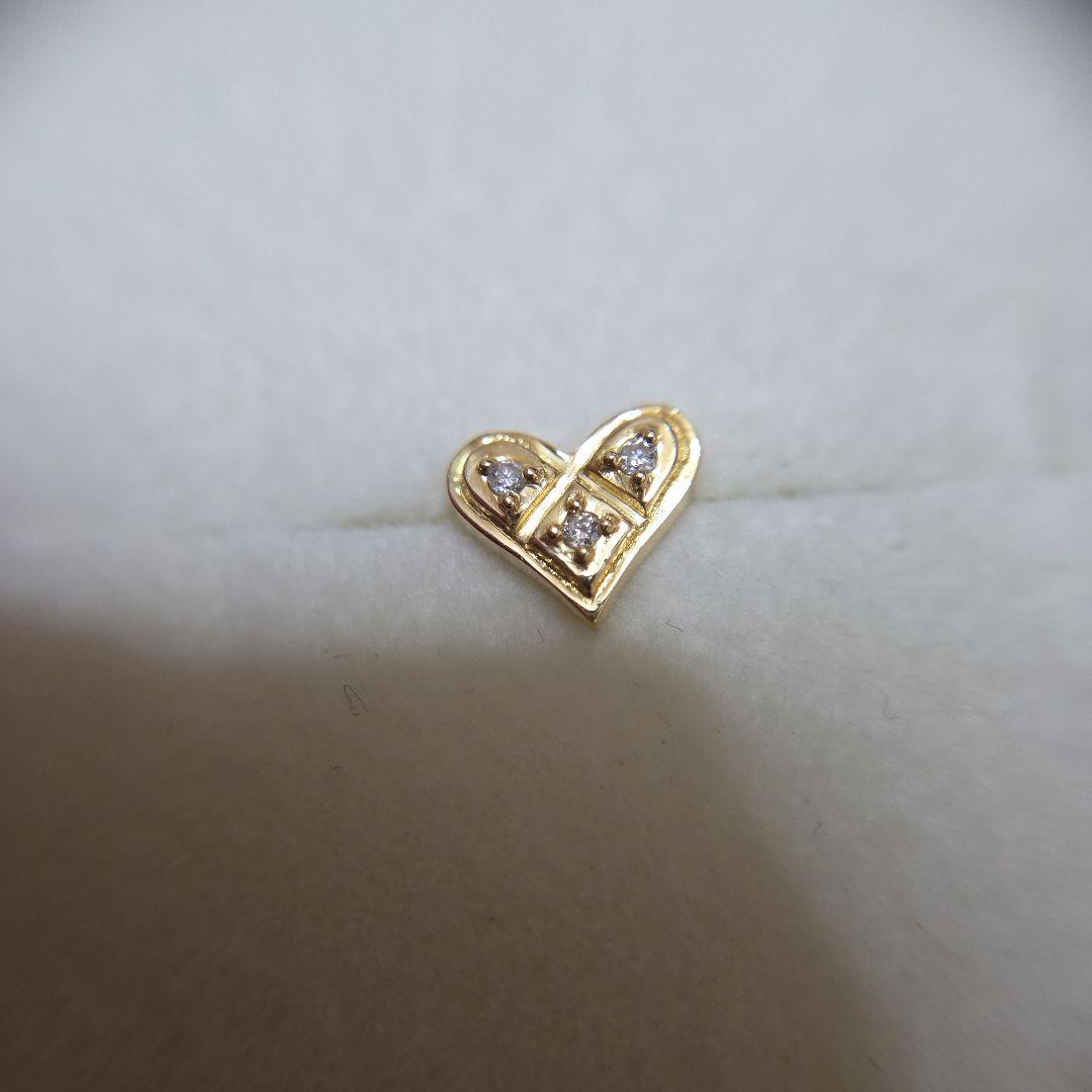 AHKAH K18YG ハート ダイヤ ピアス