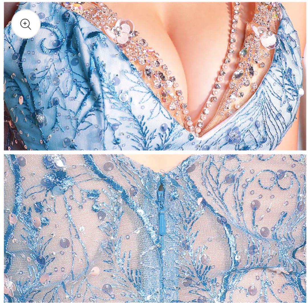 【Angel R】ロングドレス ブルー スパンコール