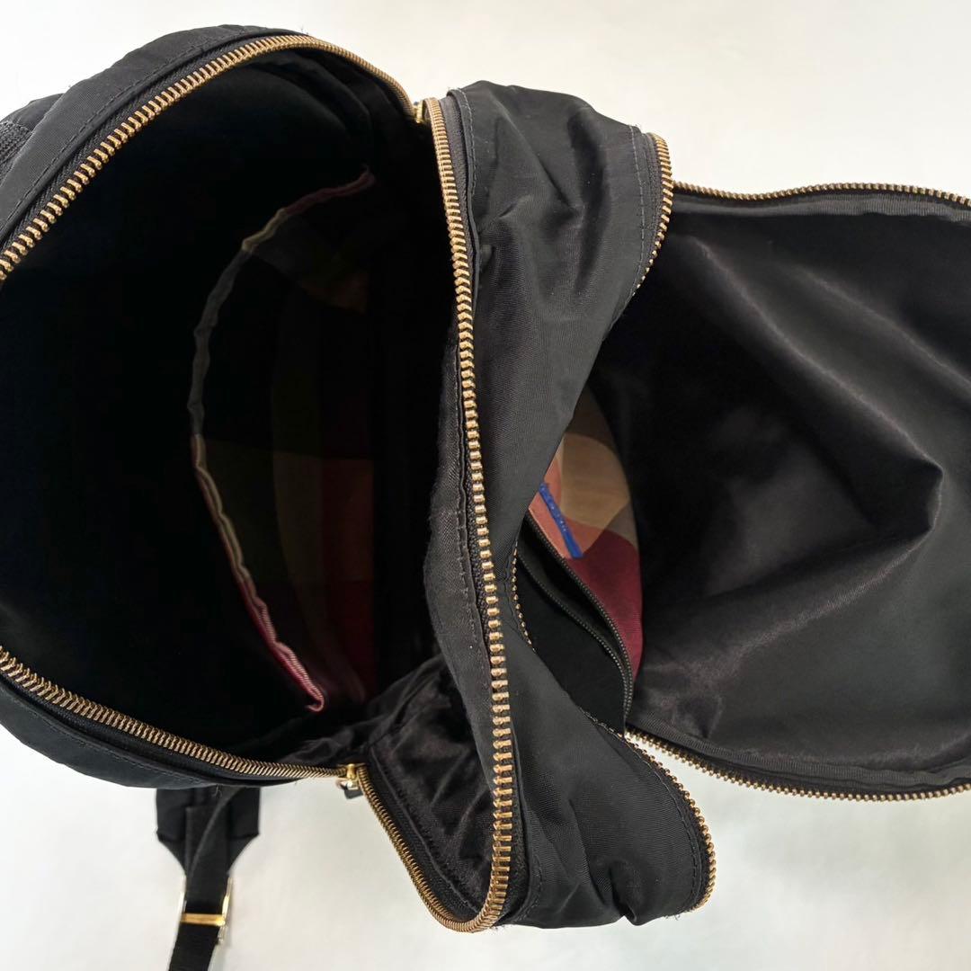 【美品】バーバリー ブルーレーベル クレストブリッジ リュック ナイロン 黒