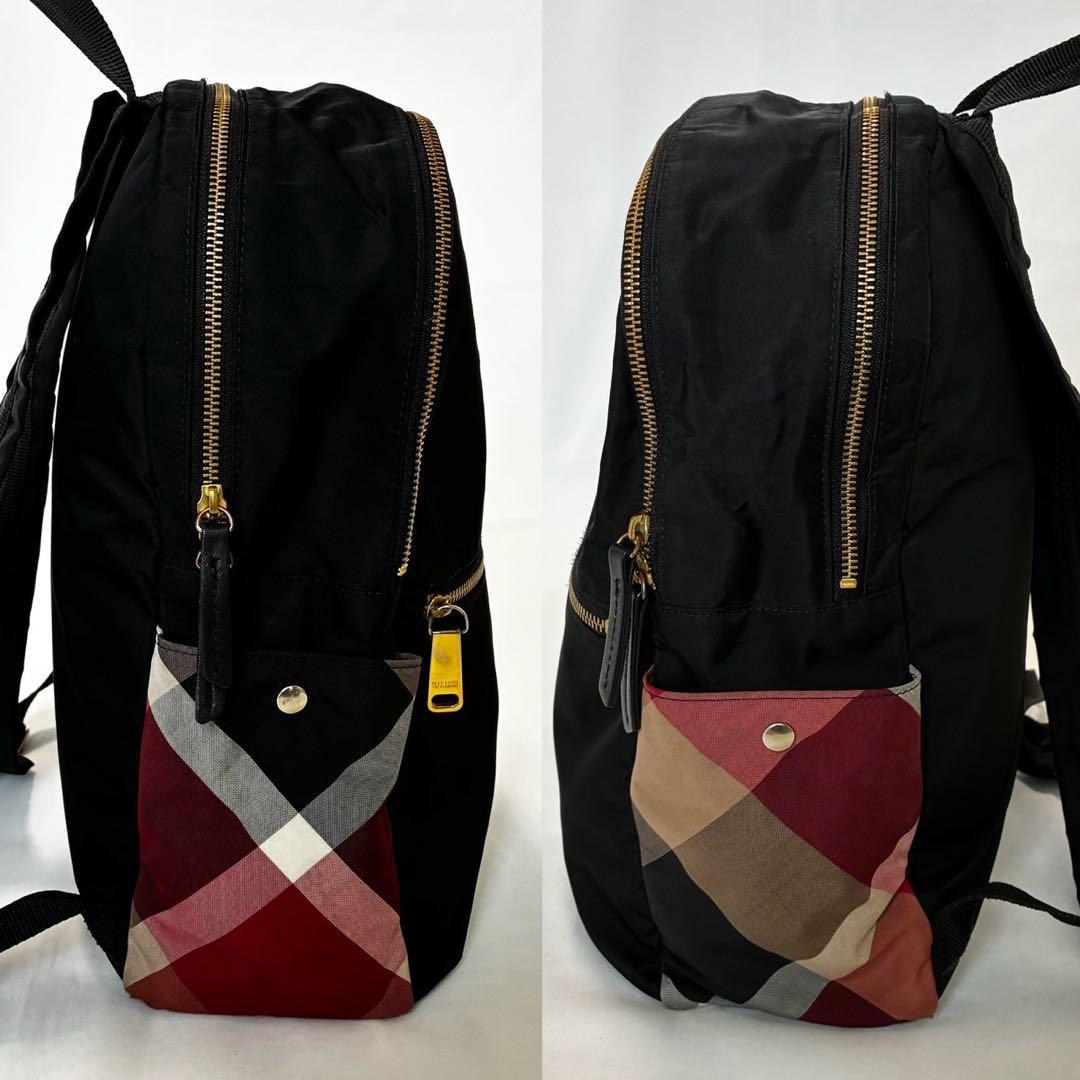 【美品】バーバリー ブルーレーベル クレストブリッジ リュック ナイロン 黒