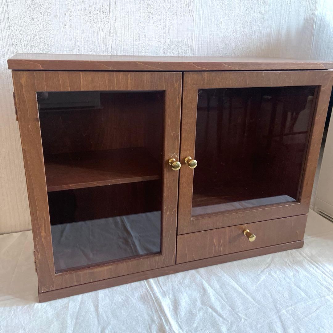 レトロ 木製ガラスケース 収納付き