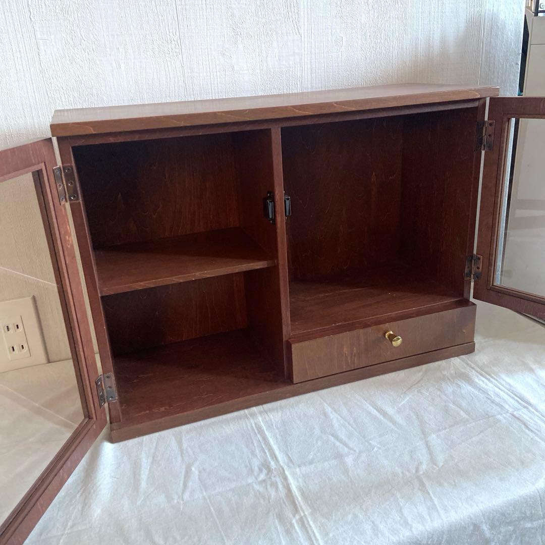 レトロ 木製ガラスケース 収納付き