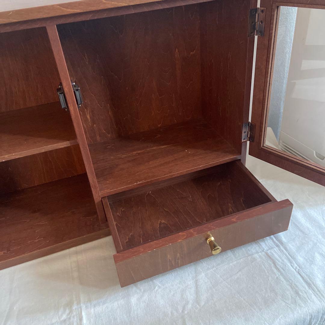 レトロ 木製ガラスケース 収納付き