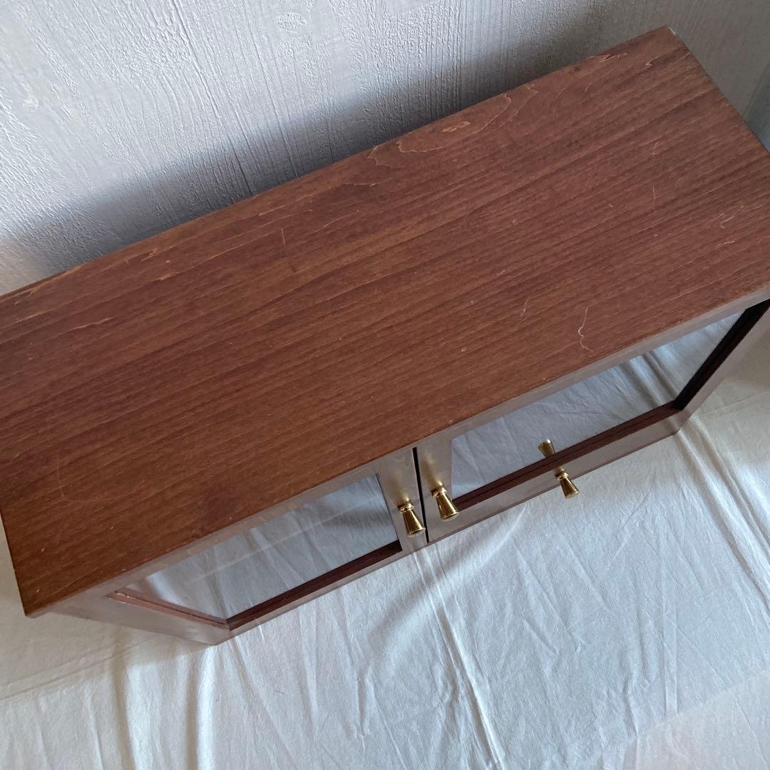 レトロ 木製ガラスケース 収納付き