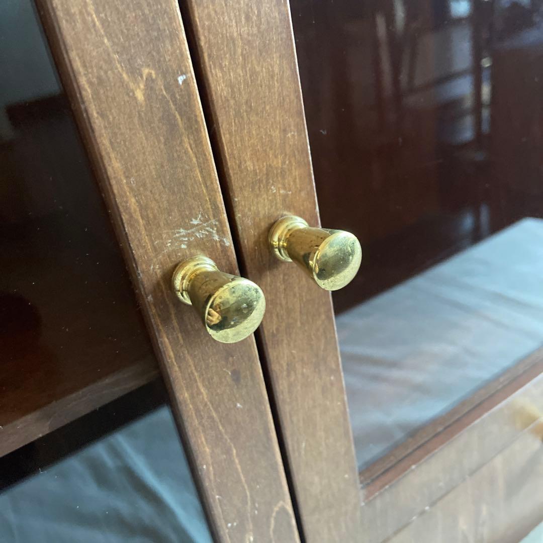 レトロ 木製ガラスケース 収納付き