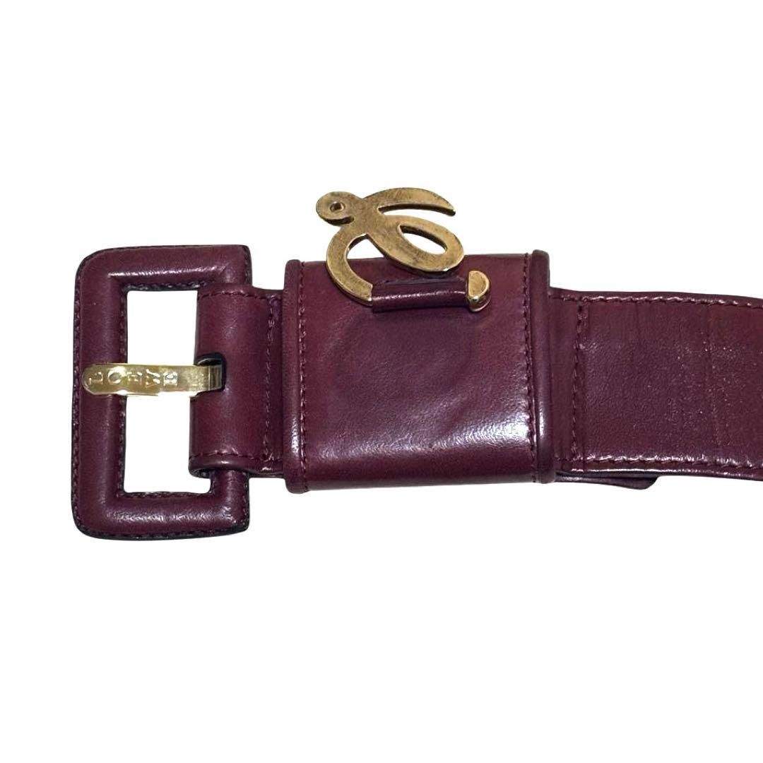 希少　人気　美品　ロエベ　ベルト　レザー　ボルドー　アナグラム　レディース