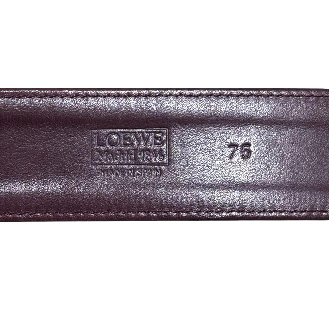 希少　人気　美品　ロエベ　ベルト　レザー　ボルドー　アナグラム　レディース