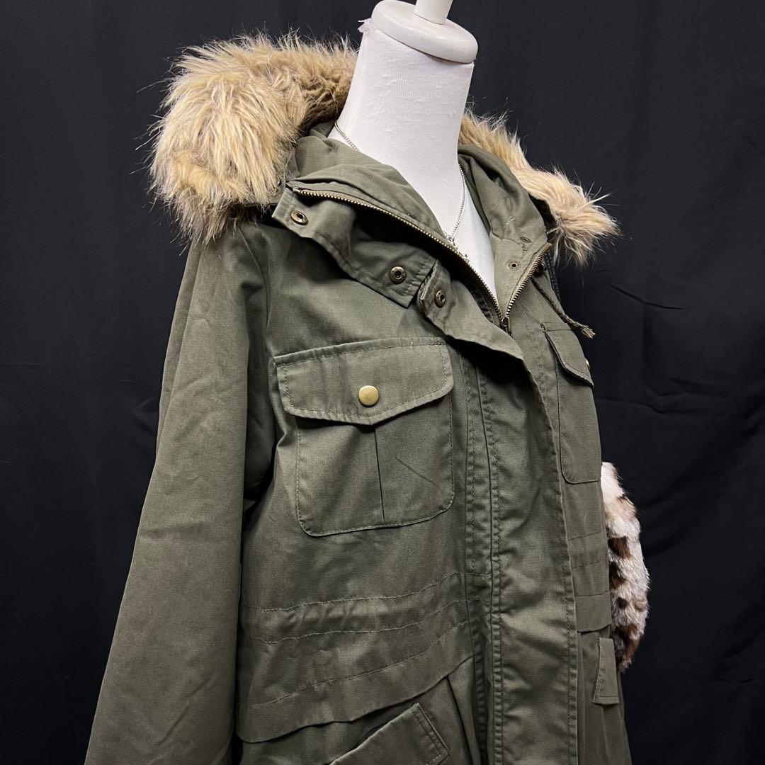 平成ギャル　y2k グランジ　ファー付き　モッズコート　ギミック　ダークコア