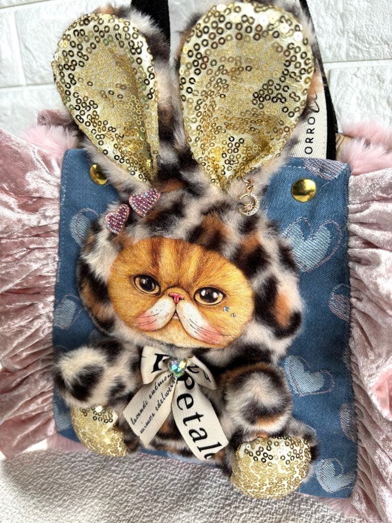 黒*こ様 コヤンイサムチョン　ファーフリルトートバッグ　クムちゃん　ヒョウ柄うさ