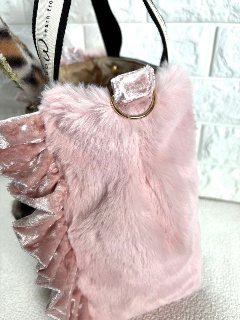 黒*こ様 コヤンイサムチョン　ファーフリルトートバッグ　クムちゃん　ヒョウ柄うさ