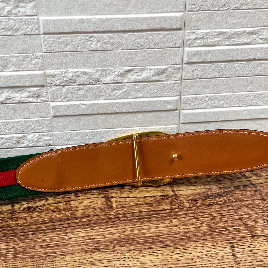 グッチ シェリー GG ゴールド バックル ベルト レザー ブラウン オールド.