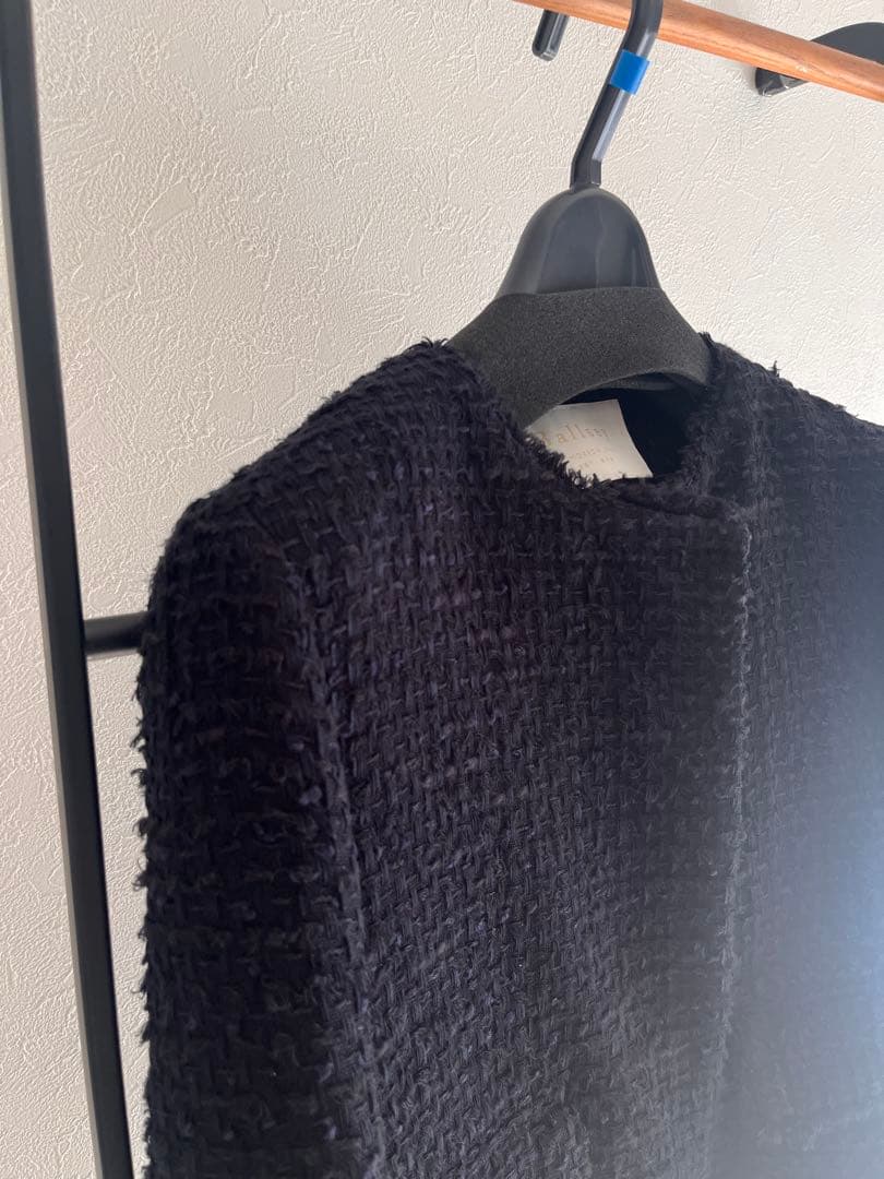 【美品】ballsey ミックスヤーンツイードノーカラージャケット　ネイビー