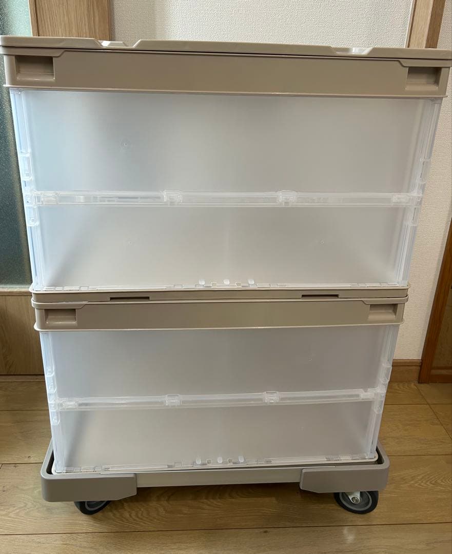 折りたたみコンテナ50L×2個　専用フタ＆台車付き