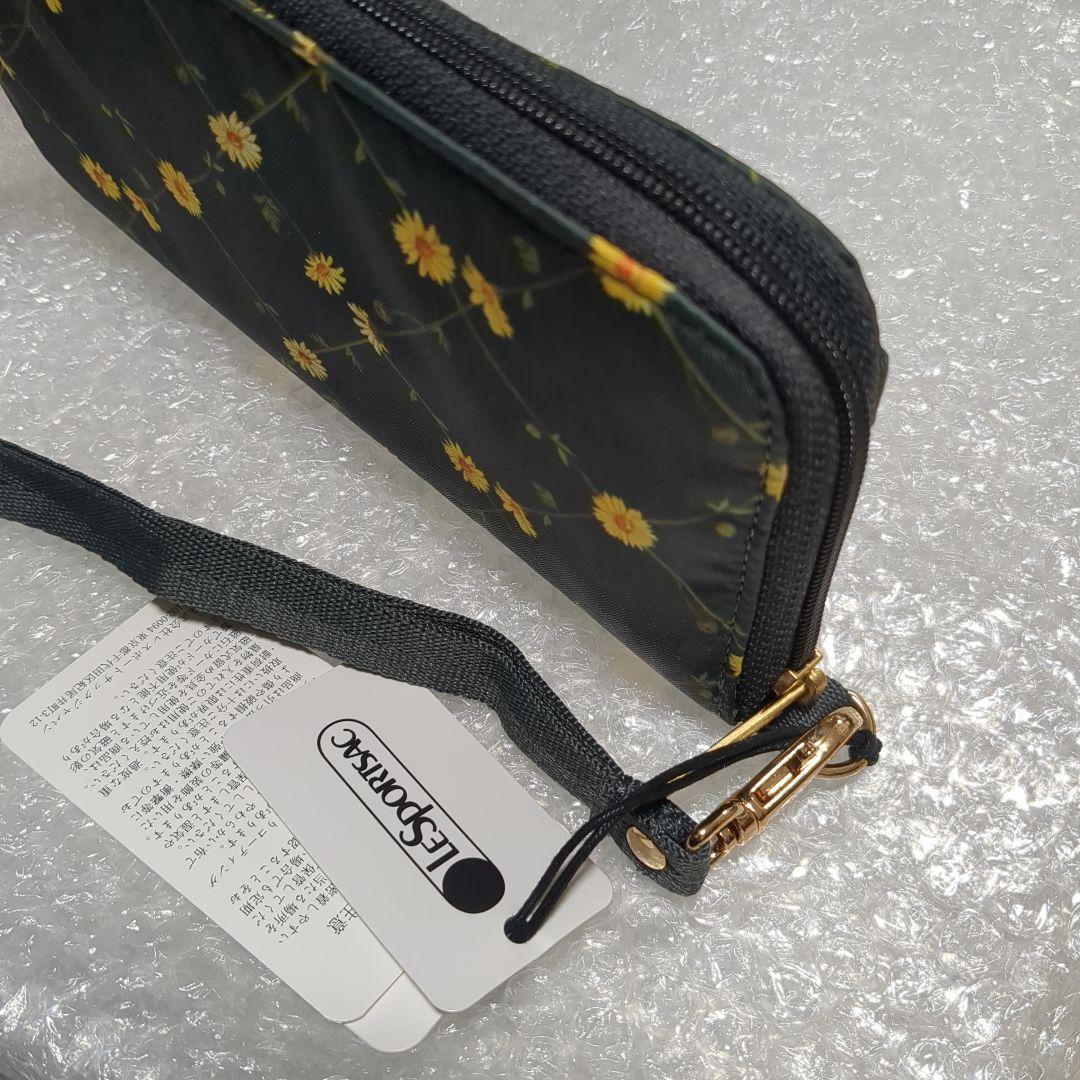 グリーン系統 ラウンドファスナー長財布 新品未使用 花柄 レスポートサック