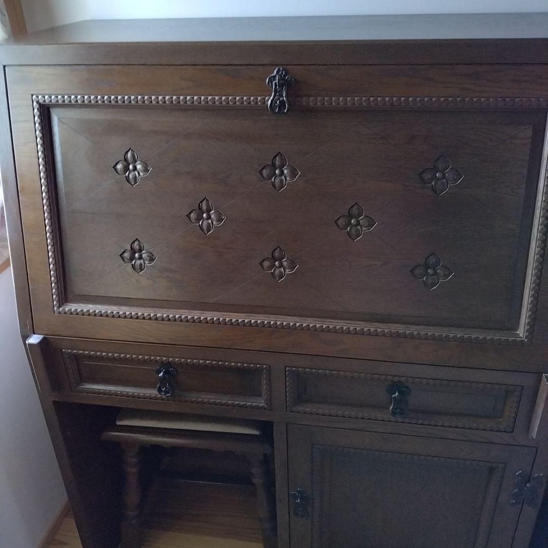 神戸家具　ライティングビューロー 木製机 引き出し付き