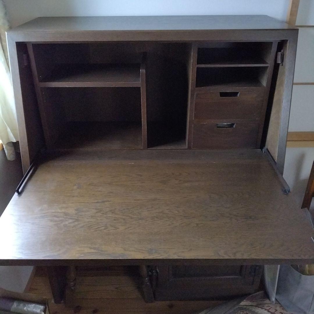 神戸家具　ライティングビューロー 木製机 引き出し付き