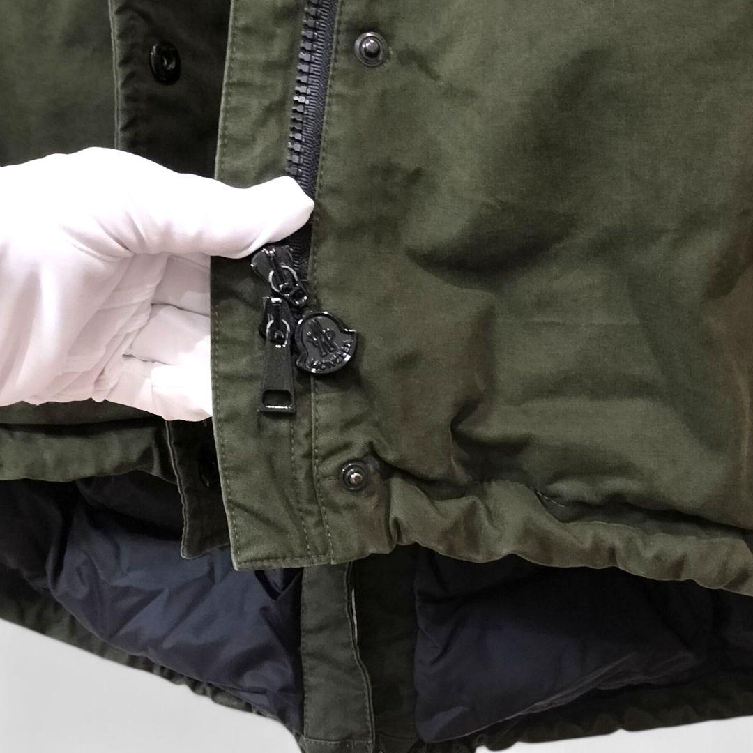 モンクレール ダウンジャケット カーキ 美品 フード付 モッズコート1