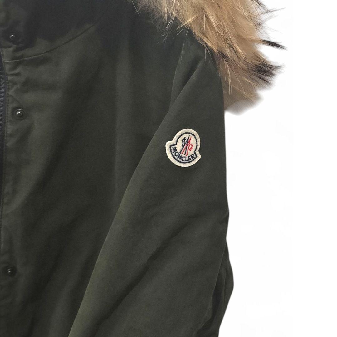 モンクレール ダウンジャケット カーキ 美品 フード付 モッズコート1