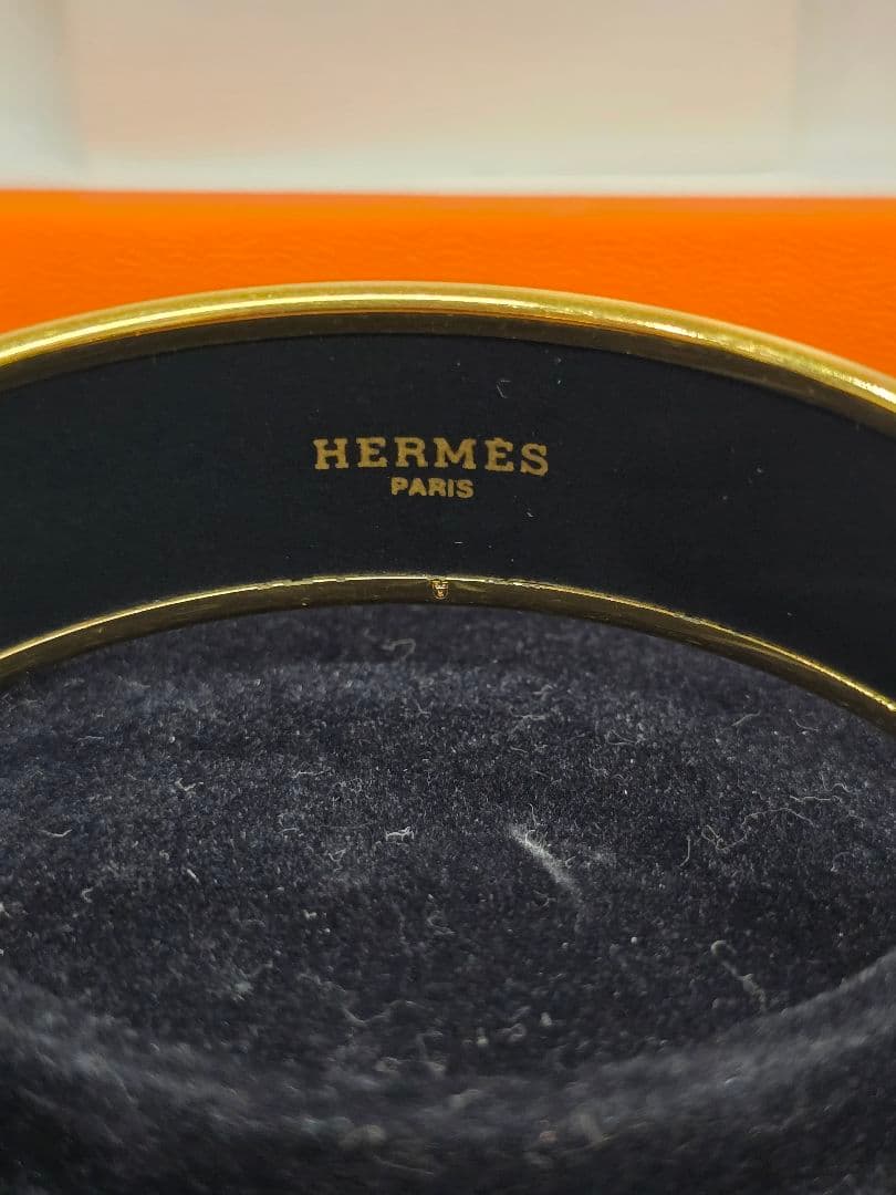 MT196 美品 HERMES エルメス エマイユ ホース バングル 七宝焼 赤