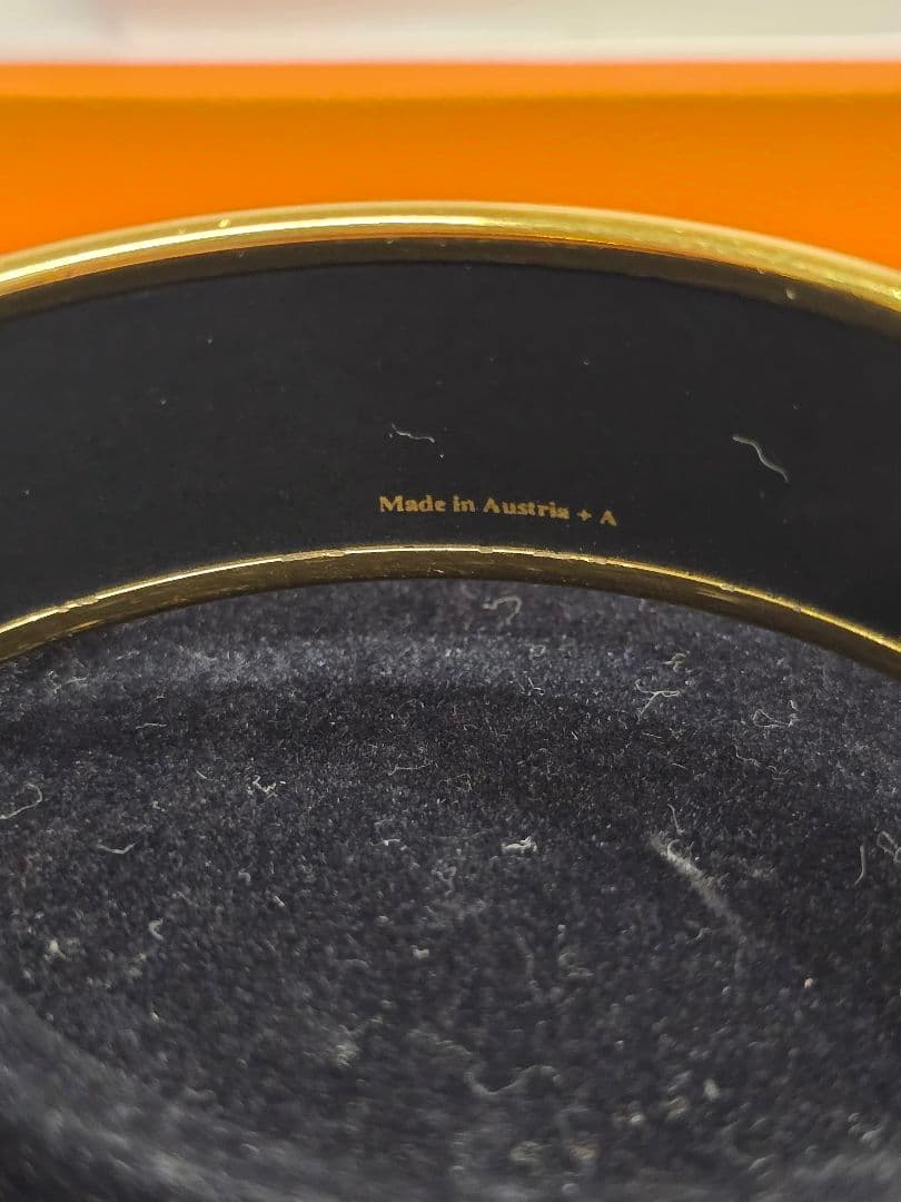 MT196 美品 HERMES エルメス エマイユ ホース バングル 七宝焼 赤