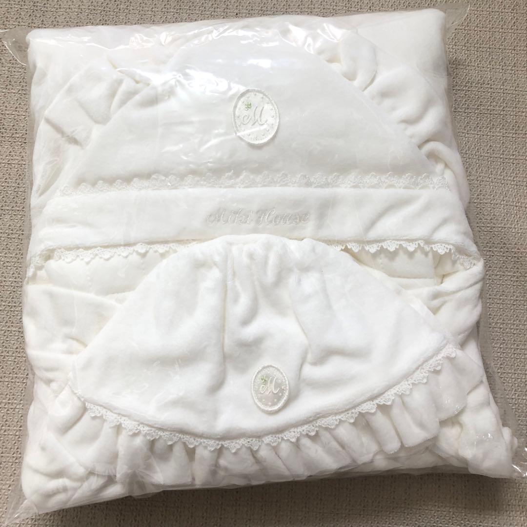 ミキハウス　ベロアアフガンと帽子　新品