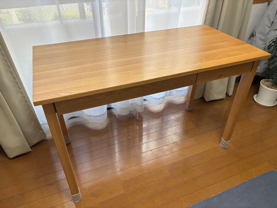 無印良品　 オーク　無垢材デスク　木製　机　引き出し付き　作業台　北欧