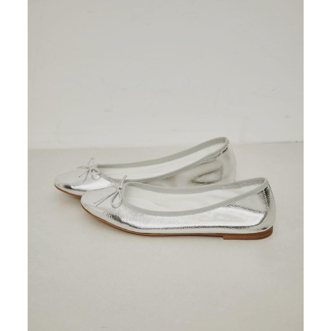 【新品】　アダムエロペ　フラット　サステナブル　メタリックバレエ　シルバー