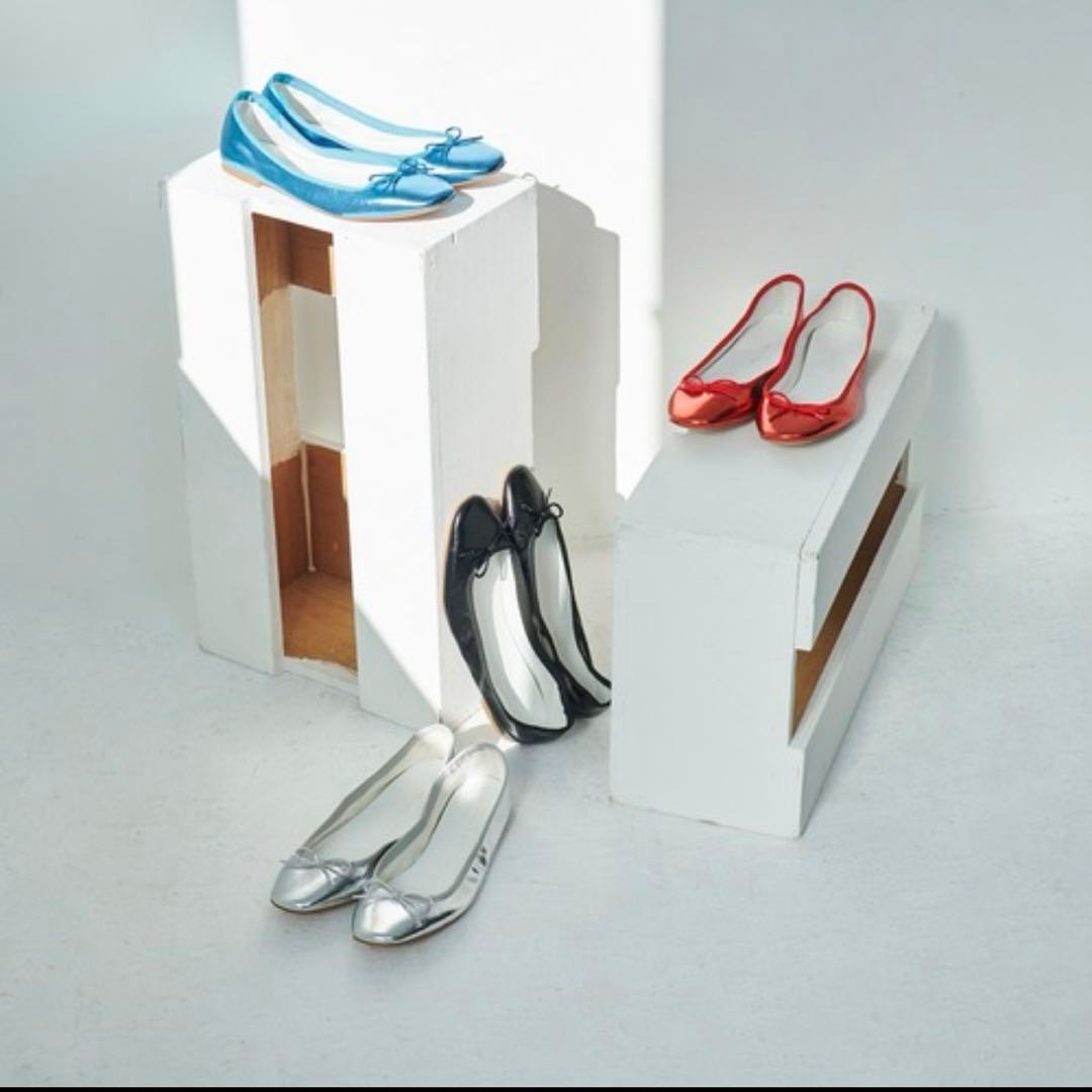 【新品】　アダムエロペ　フラット　サステナブル　メタリックバレエ　シルバー