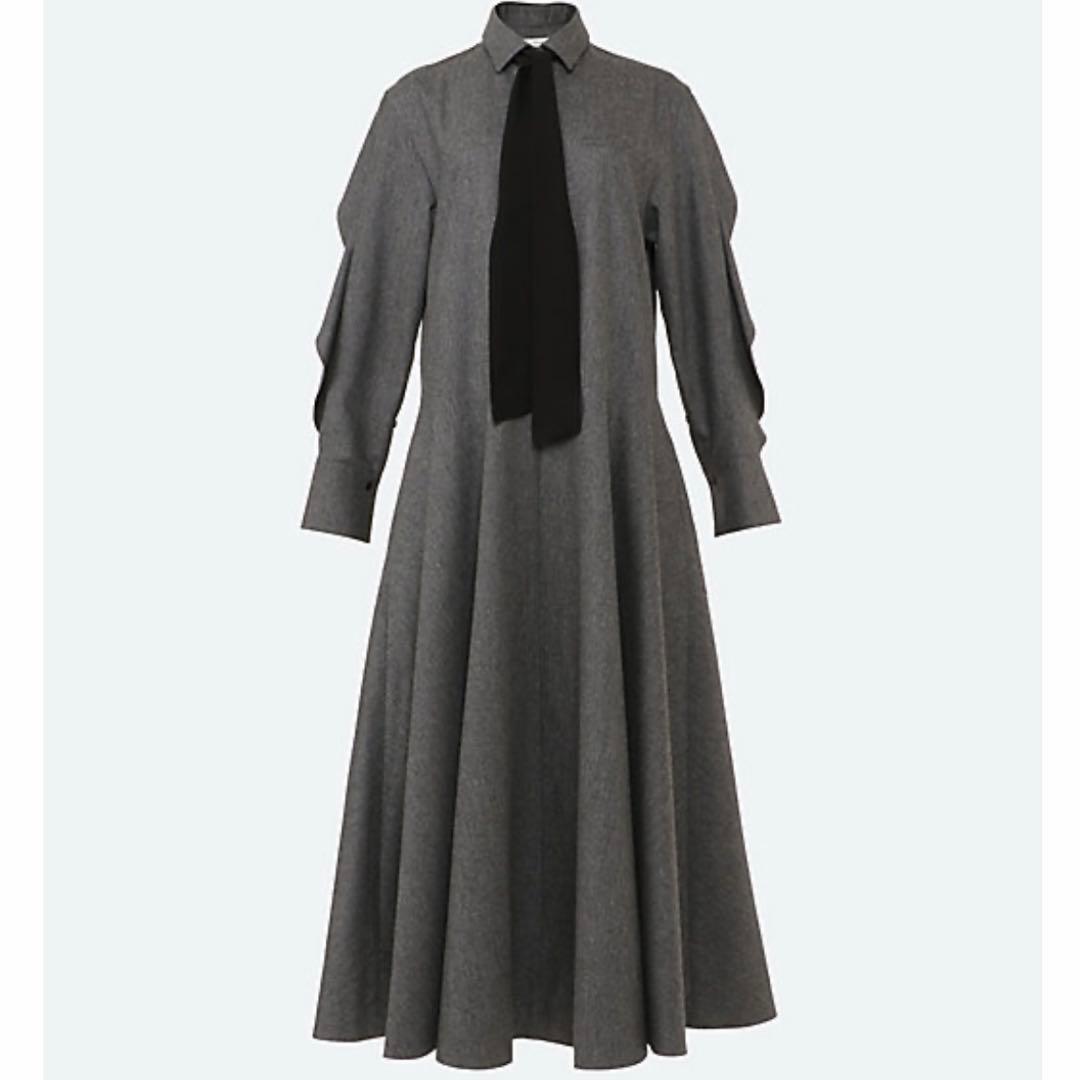 新品 ebure ウールカシミアポプリン リボンタイワンピース ¥108,900