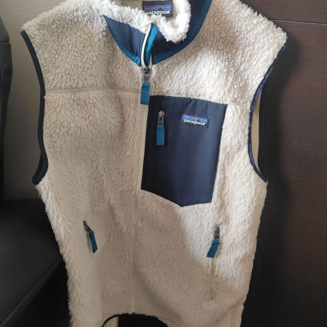 patagonia フリースベスト M ホワイト/ネイビー
