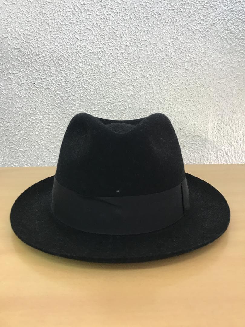 KNOX ノックス　兎毛　フェドラーハット　エムブレム付き　黒　メンズ