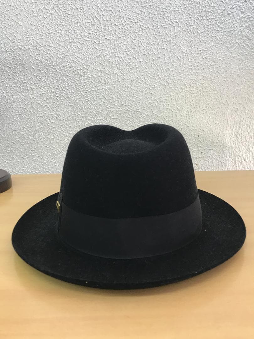 KNOX ノックス　兎毛　フェドラーハット　エムブレム付き　黒　メンズ