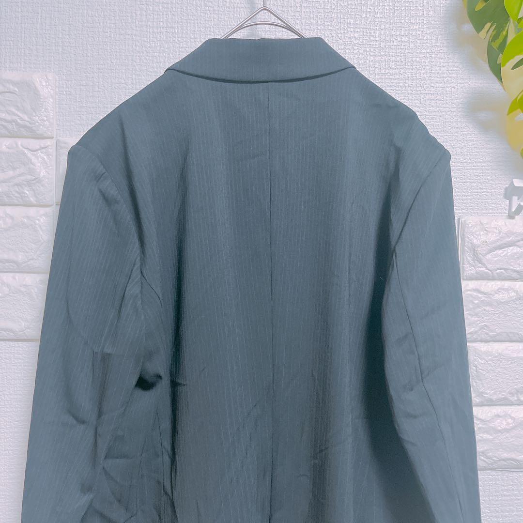 インディヴィ　セットアップ　スカート　４２　美品　黒　ストライプ　スーツ　薄手