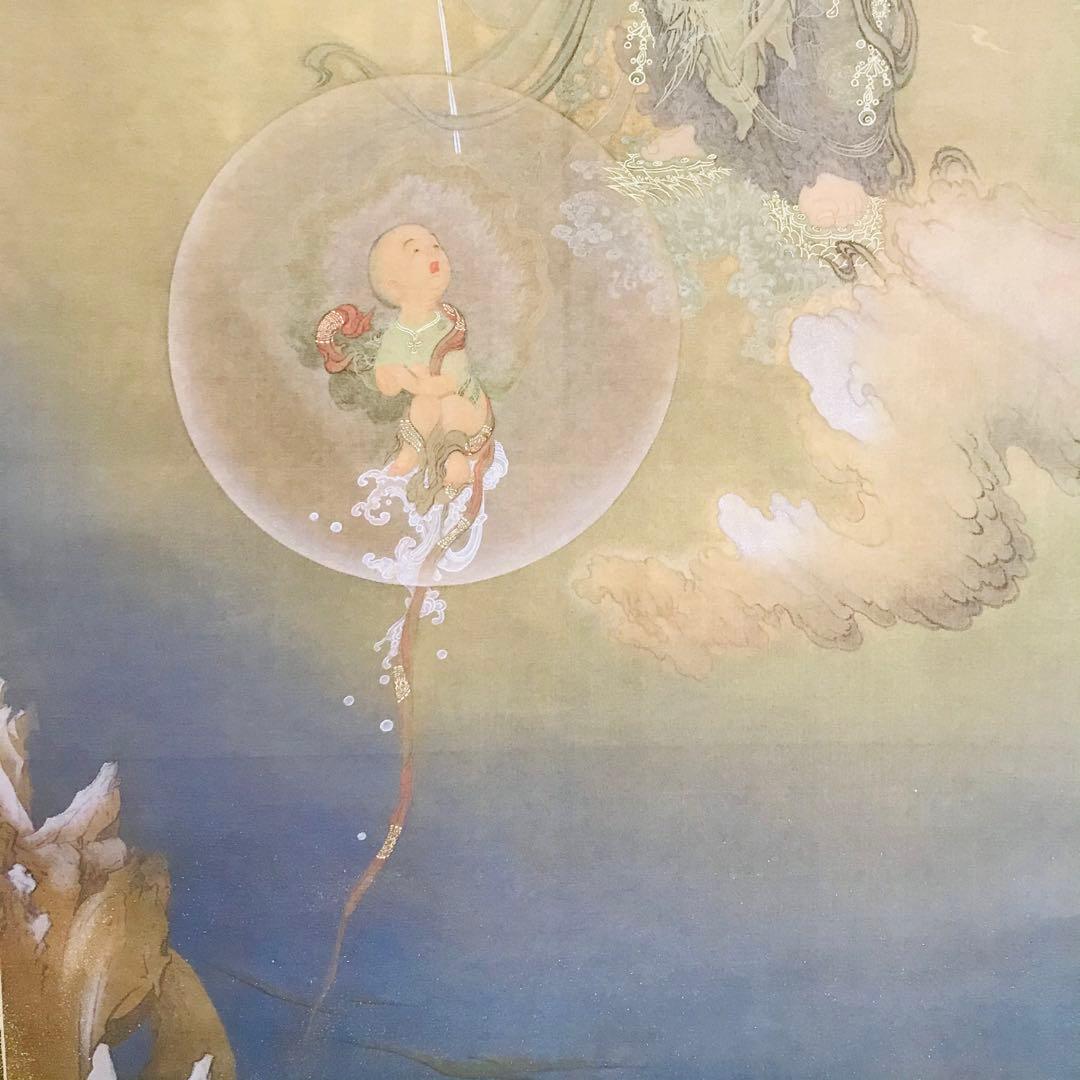 狩野芳崖筆 悲母観音 絹本 複製 工芸画 講談社定価46万円 掛軸 OL-1