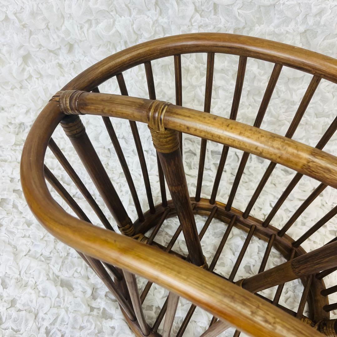 籐家具 小物入れ インテリア ラタンマガジンラック 籠かごアンティーク昭和レトロ