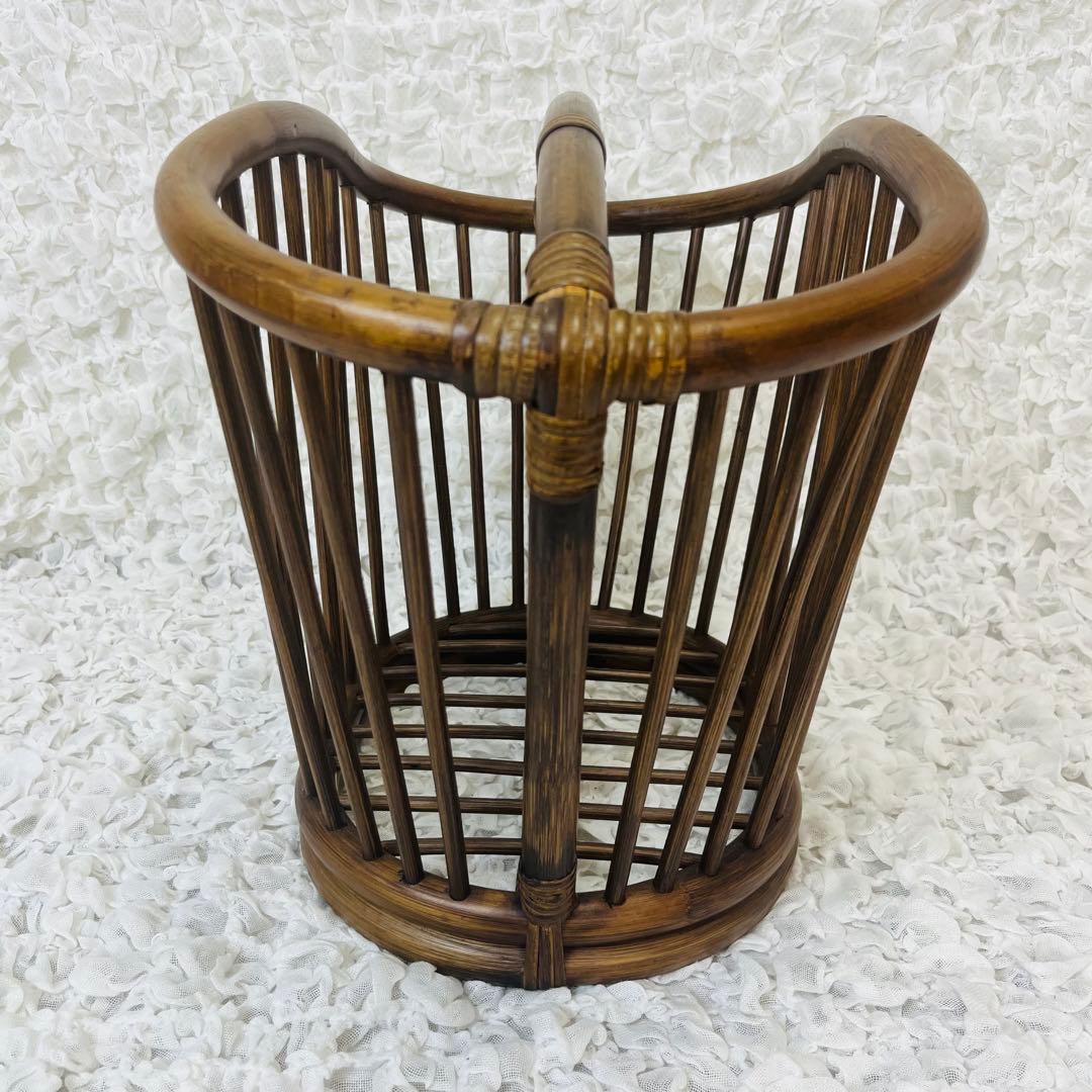 籐家具 小物入れ インテリア ラタンマガジンラック 籠かごアンティーク昭和レトロ
