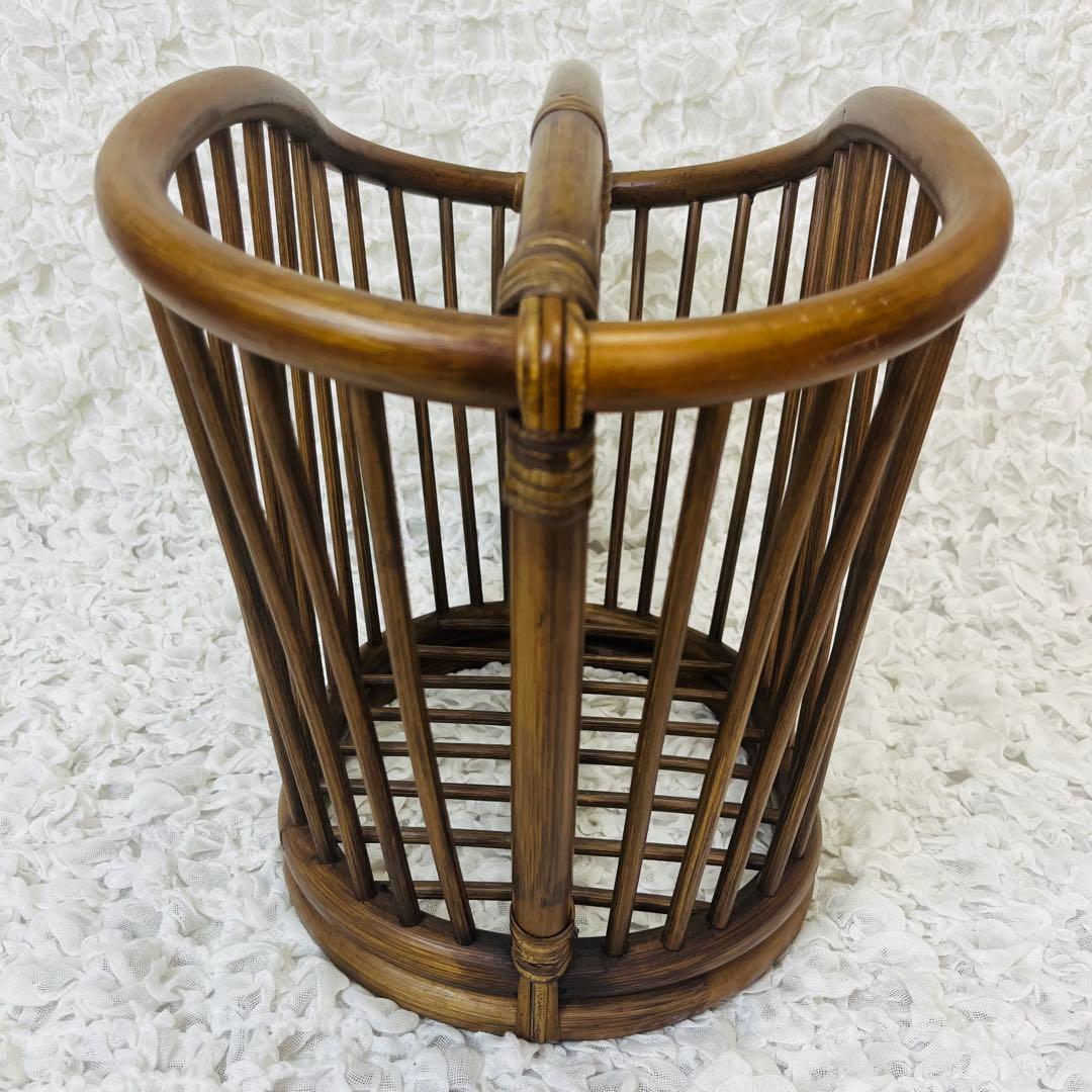 籐家具 小物入れ インテリア ラタンマガジンラック 籠かごアンティーク昭和レトロ