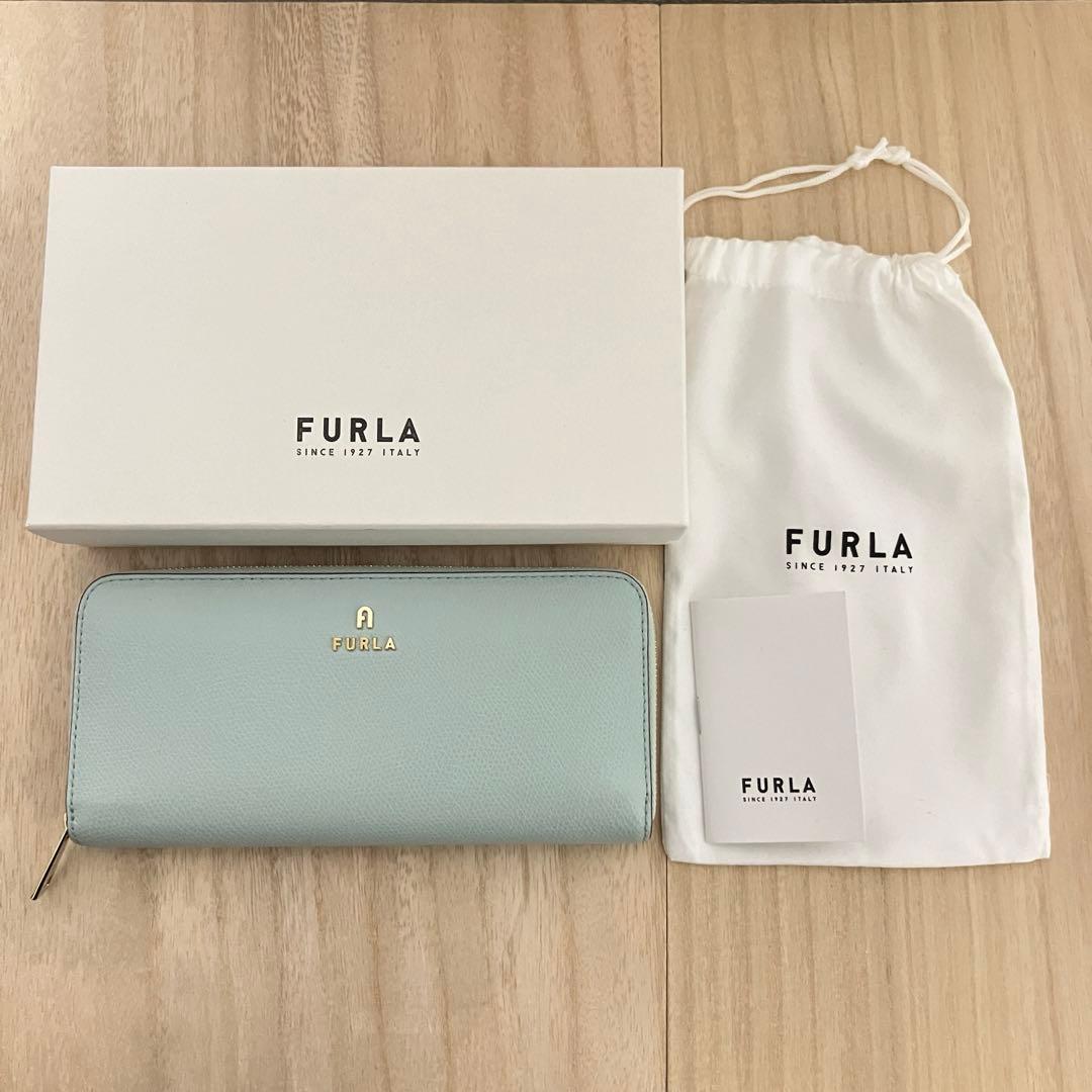 【訳あり極美品】フルラ カメリア 長財布 ラグナ 定価3.8万 スリム